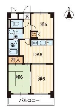 松島フラット(3DK/4階)の間取り写真