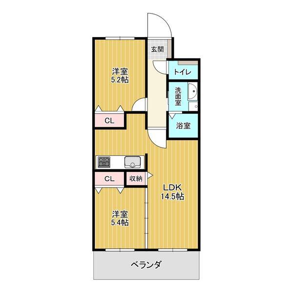 シエーヌ ビラージュII(2LDK/3階)の間取り写真