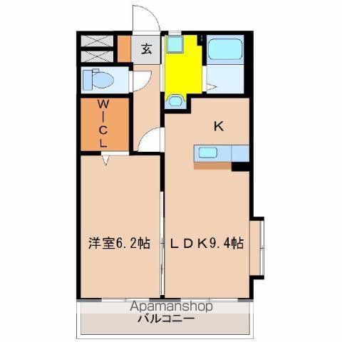 デタント中村(1LDK/2階)の間取り写真