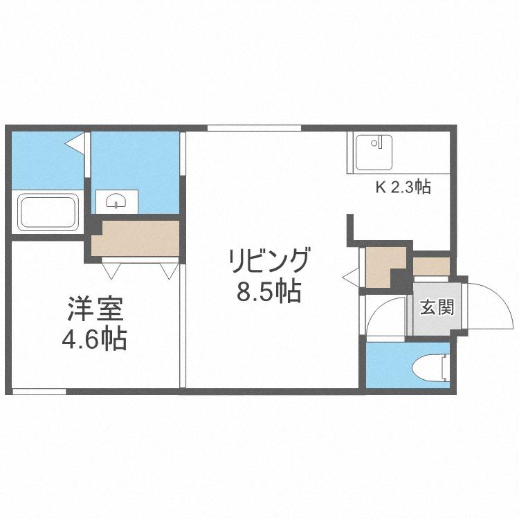 エスカリエ平岸(1LDK/3階)の間取り写真