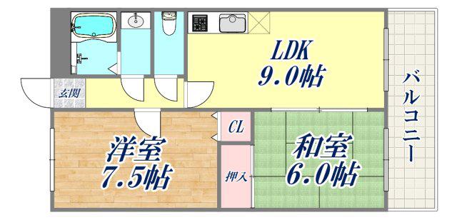 ロイヤルサクラ(2LDK/2階)の間取り写真