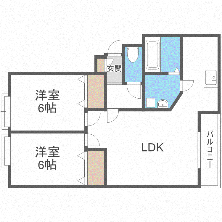 ゼルダI(2LDK/2階)の間取り写真