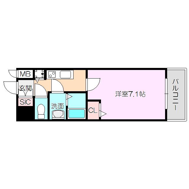 LA DOUCEUR新大阪(1K/2階)の間取り写真