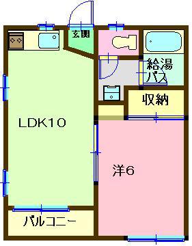 カサボニータ(1DK/2階)の間取り写真