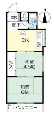 食満マンション(2DK/2階)の間取り写真