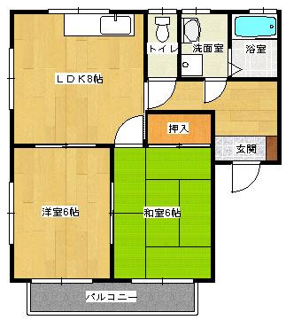 サンハイツ(2DK/2階)の間取り写真