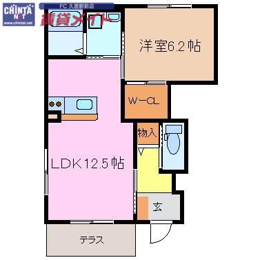 クレスト コート(1LDK/1階)の間取り写真