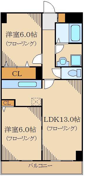セントラルパレス(2LDK/1階)の間取り写真