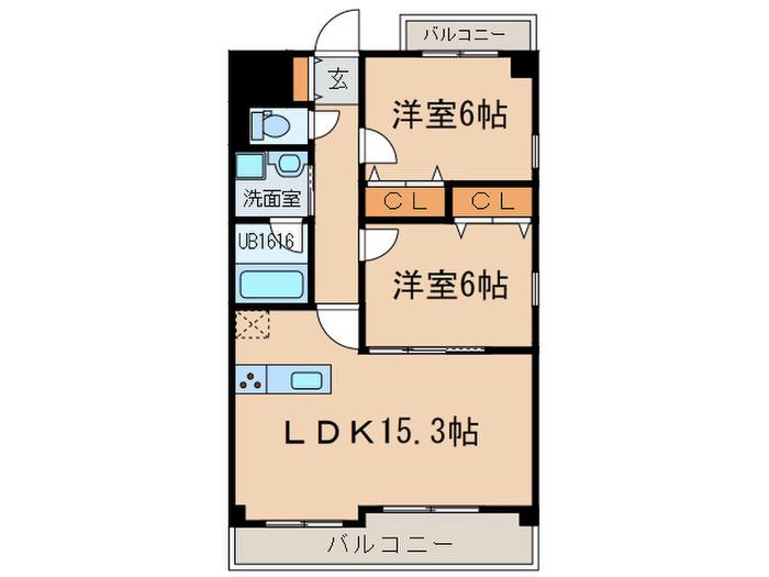 ポーラスター星ヶ丘山手8TH(2LDK/4階)の間取り写真