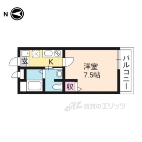 フラッティ堀川高辻(1K/3階)の間取り写真