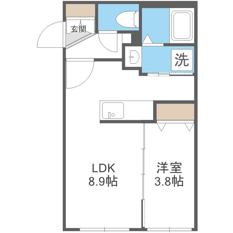KCU弐番館(1LDK/3階)の間取り写真