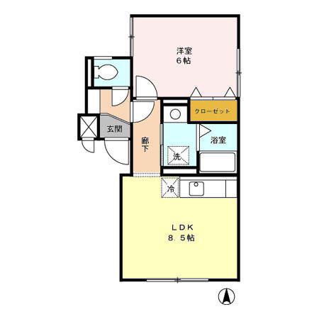 マンション学園前(1LDK/1階)の間取り写真