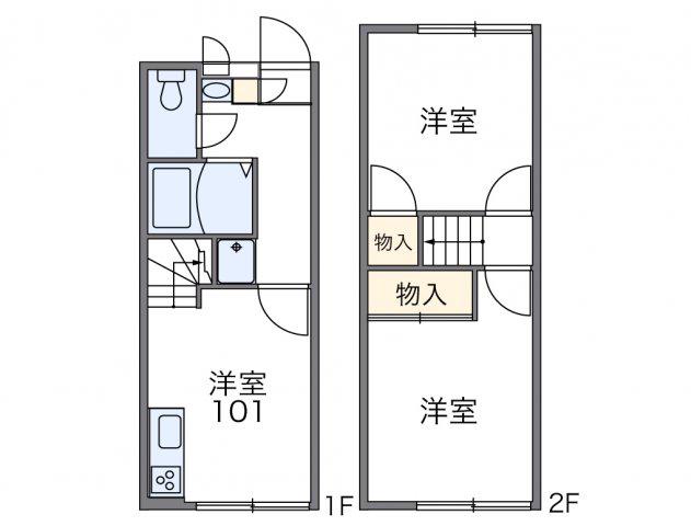 レオパレスウォーターレイII(2DK/1階)の間取り写真