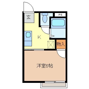 THコーポ(1K/2階)の間取り写真