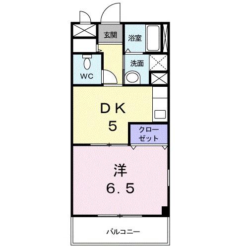 エトワール里中(1DK/2階)の間取り写真