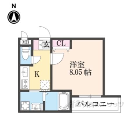 STEP六地蔵(1K/2階)の間取り写真