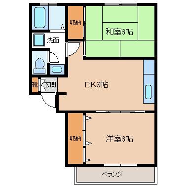 ピーチハイツ(2DK/2階)の間取り写真