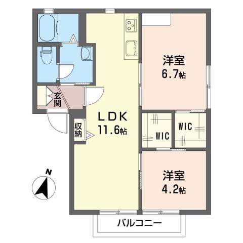フィオーレふじみ(2LDK/1階)の間取り写真