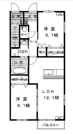 グラン リーオ(2LDK/1階)の間取り写真
