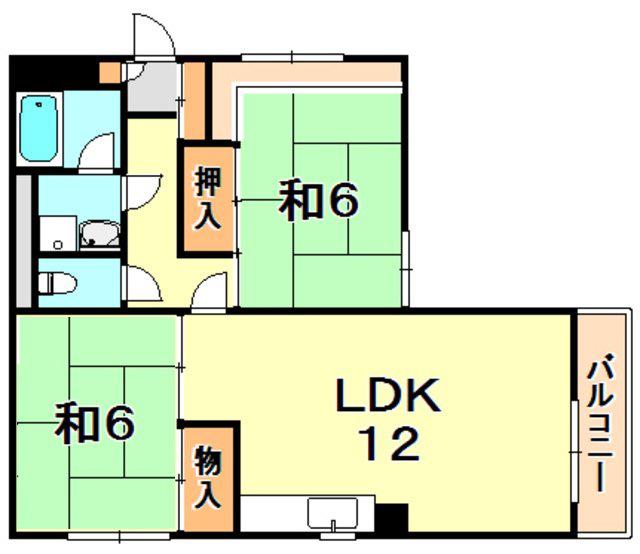 山手ハイツ(2LDK/3階)の間取り写真