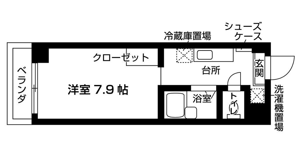 バウスクロス千葉(ワンルーム/4階)の間取り写真