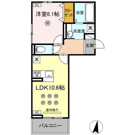 DーROOM琴平一丁目(1LDK/2階)の間取り写真