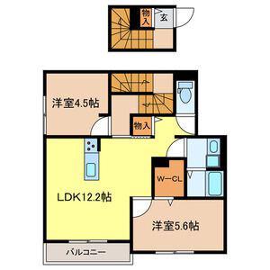 カラコレス(2LDK/2階)の間取り写真
