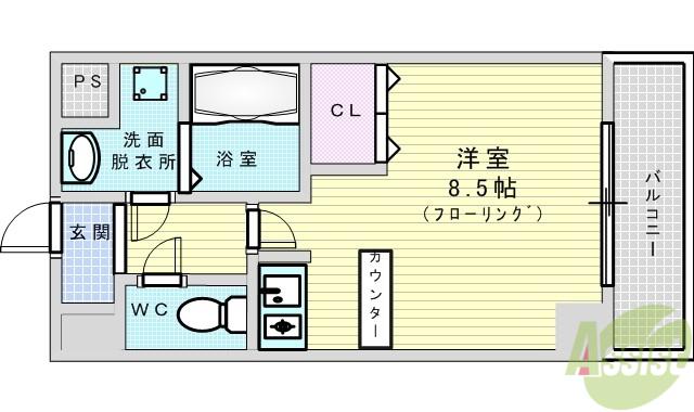 ブロード千里中央(ワンルーム/1階)の間取り写真