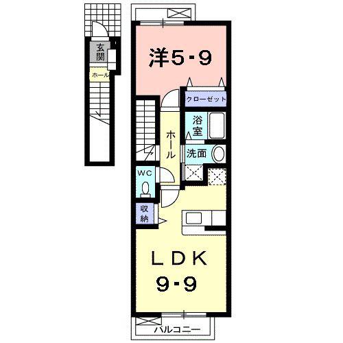 HILTON910C(1LDK/2階)の間取り写真