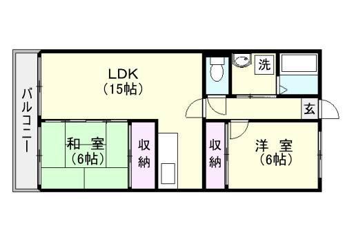 レジデンス東谷山(2LDK/2階)の間取り写真