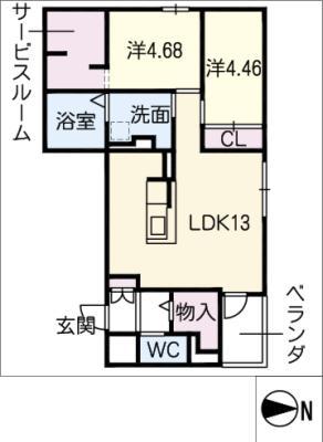 SUN VISION(2SLDK/2階)の間取り写真