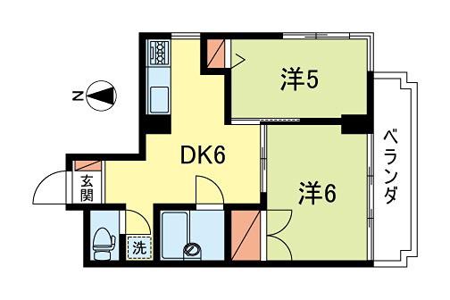 COUNTRY HOUSE(2DK/4階)の間取り写真
