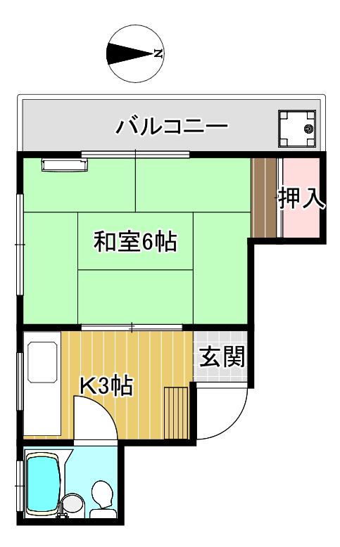 大野ビル(1K/2階)の間取り写真
