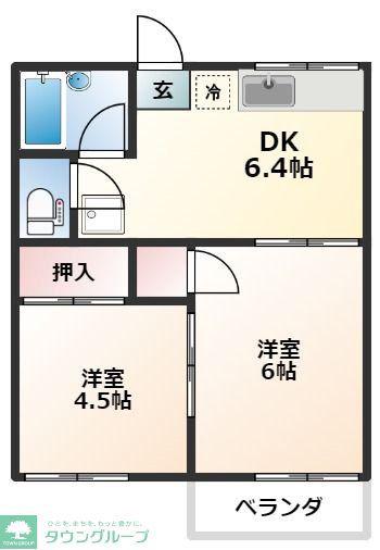 ストリーム島崎A(2DK/2階)の間取り写真