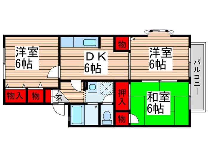 アルシュ11(3DK/1階)の間取り写真