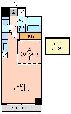 シャローム箱崎(1LDK/2階)の間取り写真