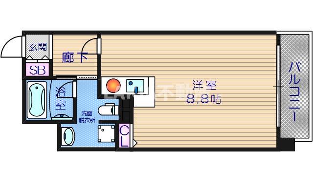 アスリート本町西(ワンルーム/3階)の間取り写真