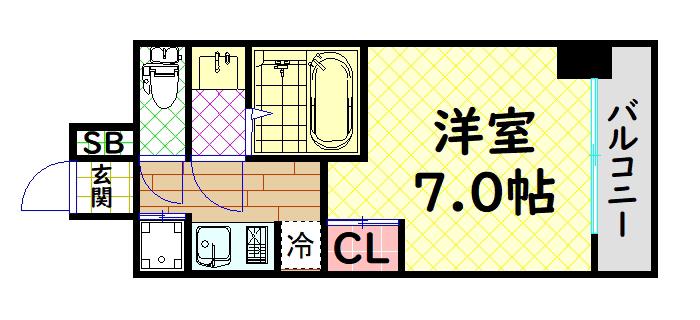 S-RESIDENCE堺浜寺AXIAL(1K/7階)の間取り写真