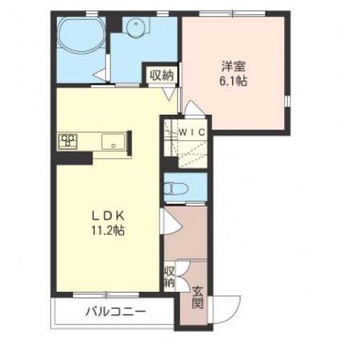 ライジング大原(1LDK/1階)の間取り写真