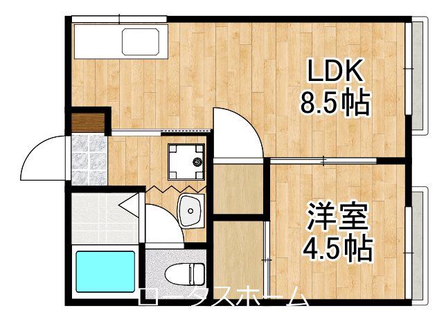 さくらアパートA棟(1LDK/2階)の間取り写真
