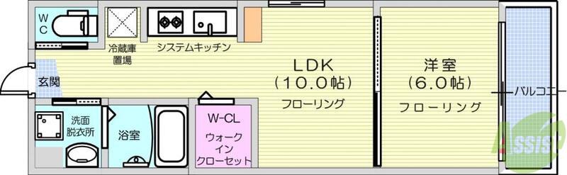 POLESTAR MORI(1LDK/1階)の間取り写真