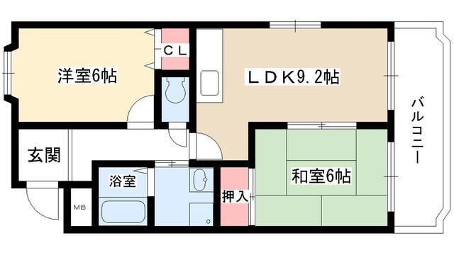 ヴィラ・オーク(2LDK/1階)の間取り写真