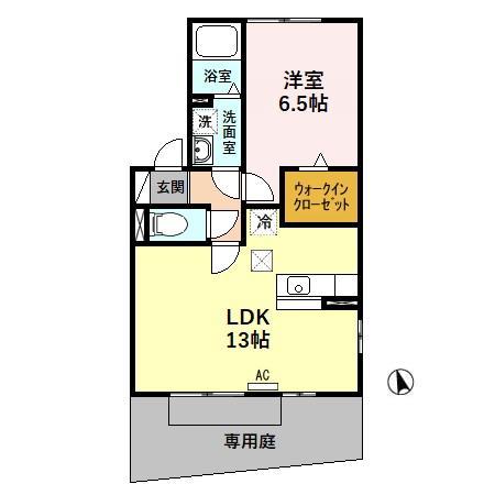 グリーンハイム(1LDK/1階)の間取り写真