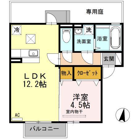 D-ROOM古国府(1LDK/1階)の間取り写真