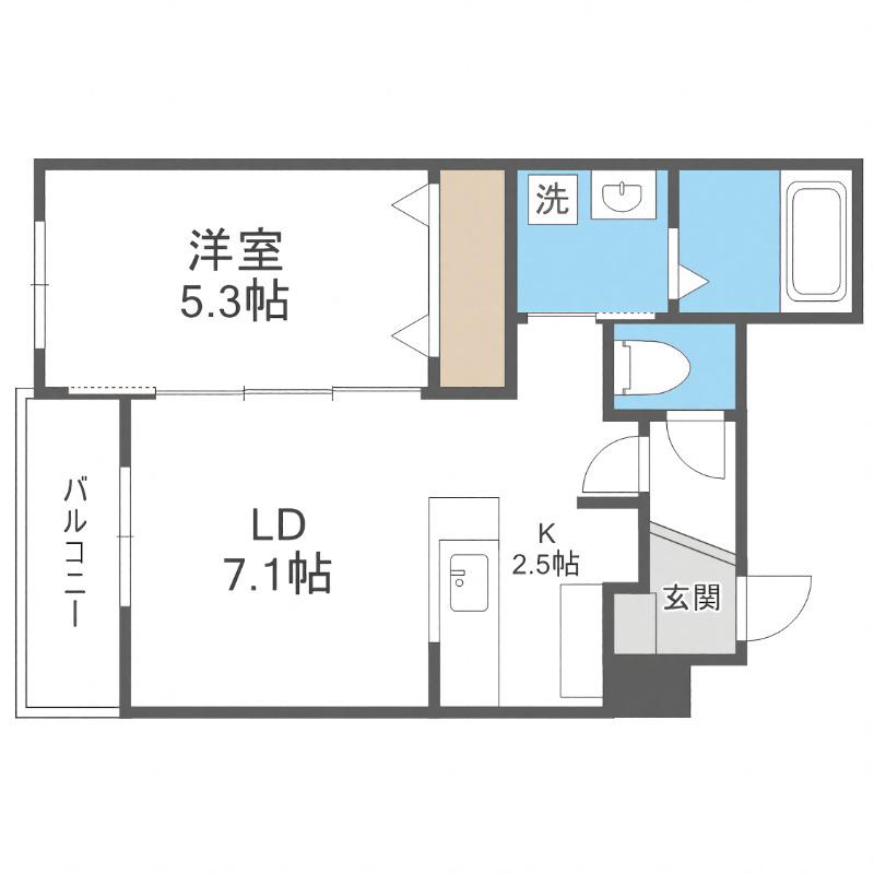 BILLS NAKANOSHIMA(1LDK/3階)の間取り写真
