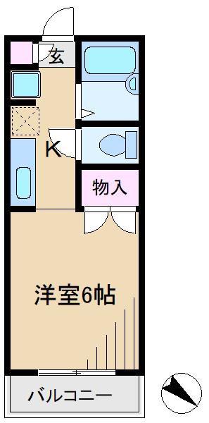 ベルトゥリーハイツ(1K/2階)の間取り写真