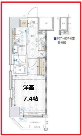 ベルグレードカメイド(1K/2階)の間取り写真