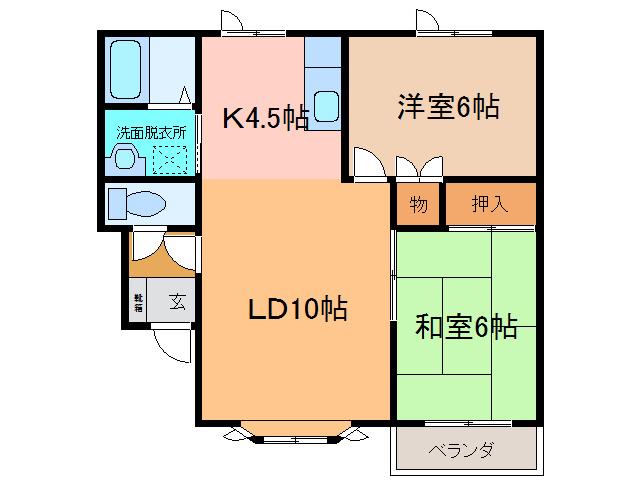 ヴェルデ13(2LDK/1階)の間取り写真