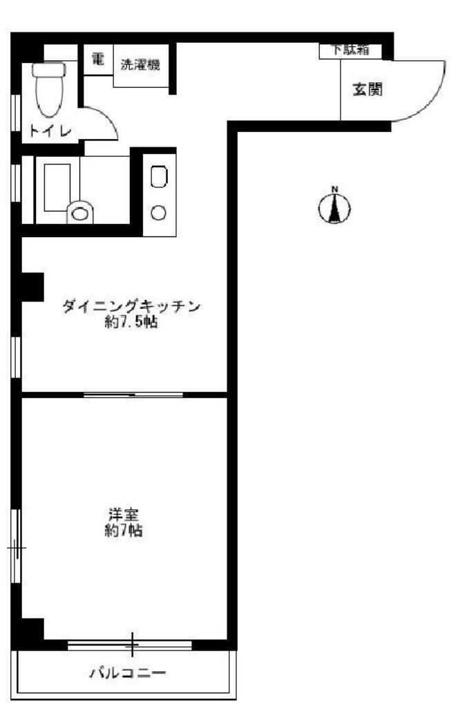 山田ビル(1DK/3階)の間取り写真