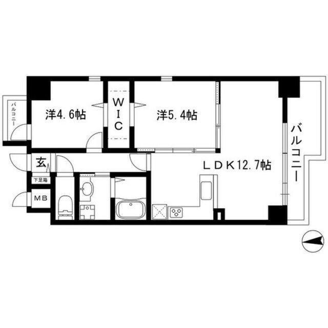 プレイス浅間(2LDK/8階)の間取り写真